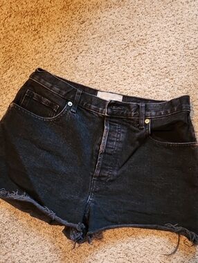 Everlane Black Denim High-Rise Shorts